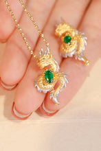 Load image into Gallery viewer, LUOWEND 18K White and Yellow Gold Real Natural Emerald Necklace for Women