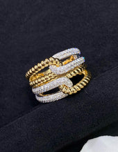 Load image into Gallery viewer, LUOWEND 18K White+Yellow Gold Natural Diamomd Ring for Women
