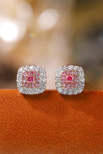 Load image into Gallery viewer, LUOWEND 18K White Gold Real Natural Pink Diamond Stud Earrings for Women