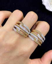 Load image into Gallery viewer, LUOWEND 18K White+Yellow Gold Natural Diamomd Ring for Women