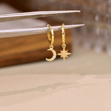 Load image into Gallery viewer, LUOWEND 18K Yellow Gold Real Natural Diamond Hoop Earrings for Women
