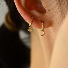Load image into Gallery viewer, LUOWEND 18K Yellow Gold Real Natural Diamond Hoop Earrings for Women