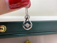 Load image into Gallery viewer, LUOWEND 18K White or Rose Gold Real Natural Diamond Pendant Necklace for Women