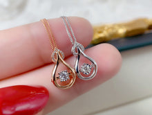 Load image into Gallery viewer, LUOWEND 18K White or Rose Gold Real Natural Diamond Pendant Necklace for Women