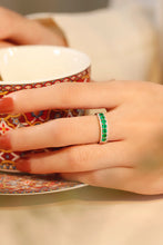 Load image into Gallery viewer, LUOWEND 18K White Gold Real Natural Emerald Ring for Women