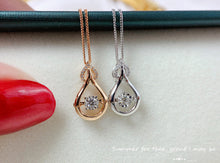 Load image into Gallery viewer, LUOWEND 18K White or Rose Gold Real Natural Diamond Pendant Necklace for Women