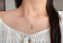 Load image into Gallery viewer, LUOWEND 18K White or Rose Gold Real Natural Diamond Pendant Necklace for Women