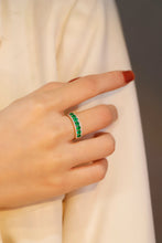 Load image into Gallery viewer, LUOWEND 18K White Gold Real Natural Emerald Ring for Women