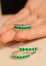 Load image into Gallery viewer, LUOWEND 18K White Gold Real Natural Emerald Ring for Women