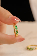 Load image into Gallery viewer, LUOWEND 18K Yellow Gold Real Natural Emerald Ring for Women
