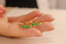 Load image into Gallery viewer, LUOWEND 18K Yellow Gold Real Natural Emerald Ring for Women