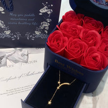 Load image into Gallery viewer, LUOWEND 18K Rose or Yellow Gold Real Natural Diamond Pendant Necklace for Women