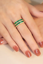 Load image into Gallery viewer, LUOWEND 18K Yellow Gold Real Natural Emerald Ring for Women