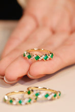 Load image into Gallery viewer, LUOWEND 18K Yellow Gold Real Natural Emerald Ring for Women
