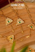 Load image into Gallery viewer, LUOWEND 18K Yellow Gold Real Natural Emerald and Diamond Gemstone Necklace for Women