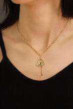 Load image into Gallery viewer, LUOWEND 18K Yellow Gold Real Natural Emerald and Diamond Gemstone Necklace for Women
