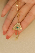 Load image into Gallery viewer, LUOWEND 18K Yellow Gold Real Natural Emerald and Diamond Gemstone Necklace for Women