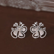 Load image into Gallery viewer, LUOWEND 18K White Gold Real Natural Diamond Stud Earrings for Women