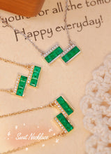 Load image into Gallery viewer, LUOWEND 18K White or Yellow Gold Real Natural Emerald Necklace for Women
