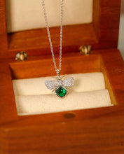 Load image into Gallery viewer, LUOWEND 18K White and Yellow Gold Real Natural Emerald Necklace for Women