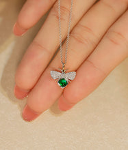 Load image into Gallery viewer, LUOWEND 18K White and Yellow Gold Real Natural Emerald Necklace for Women