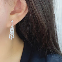 Load image into Gallery viewer, LUOWEND 18K White Gold Real Natural Diamond Drop Earring for Women