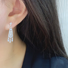 Load image into Gallery viewer, LUOWEND 18K White Gold Real Natural Diamond Drop Earring for Women