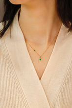 Load image into Gallery viewer, LUOWEND 18K Yellow Gold Real Natural Diamond&Emerald Necklace for Women