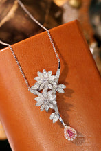 Load image into Gallery viewer, LUOWEND 18K White Gold Natural Pink Diamond Necklace for Women