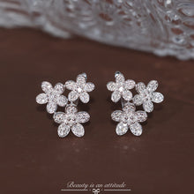 Load image into Gallery viewer, LUOWEND 18K White or Rose Gold Real Natural Diamond Hoop Earrings for Women