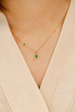 Load image into Gallery viewer, LUOWEND 18K Yellow Gold Real Natural Diamond&Emerald Necklace for Women