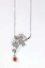 Load image into Gallery viewer, LUOWEND 18K White Gold Natural Pink Diamond Necklace for Women
