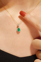 Load image into Gallery viewer, LUOWEND 18K Yellow Gold Real Natural Diamond&Emerald Necklace for Women