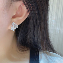 Load image into Gallery viewer, LUOWEND 18K White or Rose Gold Real Natural Diamond Hoop Earrings for Women