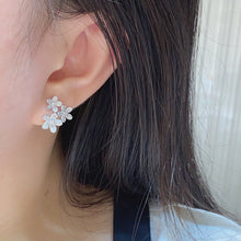 Load image into Gallery viewer, LUOWEND 18K White or Rose Gold Real Natural Diamond Hoop Earrings for Women