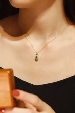 Load image into Gallery viewer, LUOWEND 18K Yellow Gold Real Natural Diamond&Emerald Necklace for Women