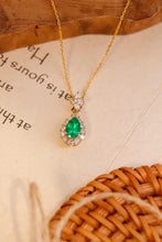 Load image into Gallery viewer, LUOWEND 18K Yellow Gold Real Natural Diamond&Emerald Necklace for Women