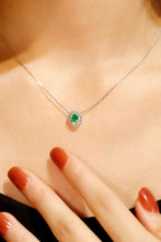 Load image into Gallery viewer, LUOWEND 18K White Gold Real Natural Diamond&Emerald Gemstone Necklace for Women
