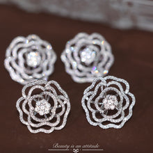 Load image into Gallery viewer, LUOWEND 18K White Gold Real Natural Diamond Stud Earrings for Women