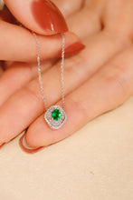 Load image into Gallery viewer, LUOWEND 18K White Gold Real Natural Diamond&Emerald Gemstone Necklace for Women