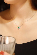Load image into Gallery viewer, LUOWEND 18K White Gold Real Natural Diamond&Emerald Gemstone Necklace for Women