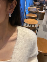 Load image into Gallery viewer, LUOWEND 18K White Gold Natural Diamond Earrings for Women