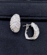 Load image into Gallery viewer, LUOWEND 18K White Gold Natural Diamond Earrings for Women