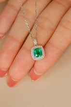 Load image into Gallery viewer, LUOWEND 18K White Gold Real Natural Emerald&Diamond Necklace for Women