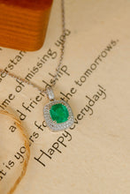 Load image into Gallery viewer, LUOWEND 18K White Gold Real Natural Emerald&Diamond Necklace for Women