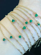Load image into Gallery viewer, LUOWEND 18K Yellow Gold Natural Emerald Bracelet for Women