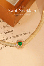 Load image into Gallery viewer, LUOWEND 18K Yellow Gold Real Natural Emerald and Diamond Gemstone Necklace for Women