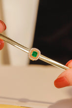 Load image into Gallery viewer, LUOWEND 18K Yellow Gold Real Natural Emerald and Diamond Gemstone Necklace for Women