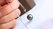 Load image into Gallery viewer, LUOWEND 18K White Gold Tahiti Black Pearl Necklace for Women