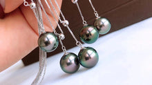 Load image into Gallery viewer, LUOWEND 18K White Gold Tahiti Black Pearl Necklace for Women